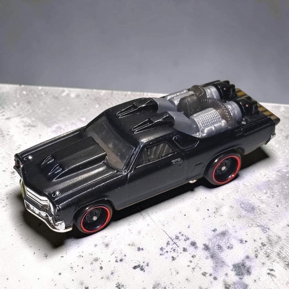 Hot Wheels Custom 71 Chevy El Camino Black Jet Engine Redline Wheel Sleek 2012